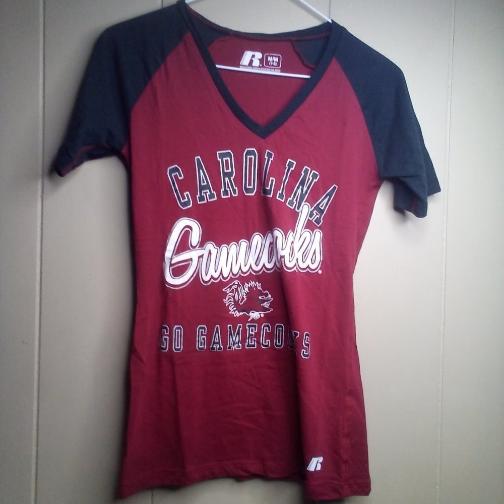 Russell Carolina Gamecocks Shirt M 7-9 Short Sleeve Red Black
